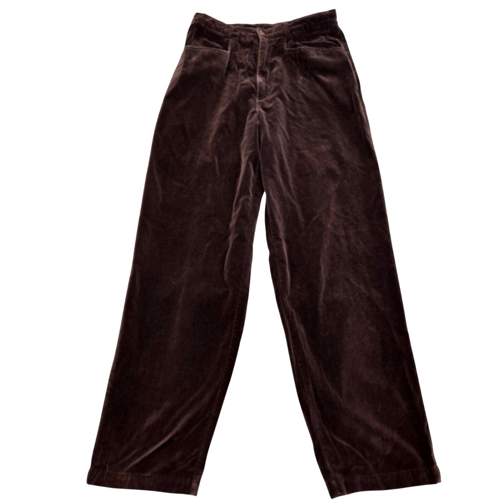 Vintage Kathy Ireland Pants Size 12 Brown Velvet Velour High Rise Mom Jeans 90s